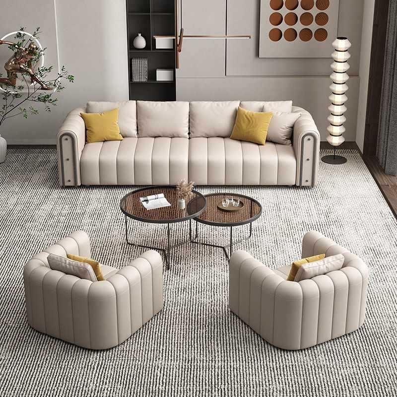 Nordic business lounge sofa and coffee table set - ideal for hotel lobbies, clubs, and reception areas - straight-row negotiation sofa table and chairs
