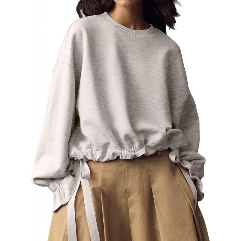 Amazon fashionlong sleevesshort sweatshirtstops women  spring new arrival round neck casualpullover shirt