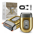 Alloy mini electric shaver with digital display, reciprocating magnetic three-blade head, full body washable, car-mountable portable razor