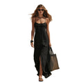 European and american cross-border independent station  summer new fashion elegant casual slit solid color camisole dress women's clothing