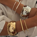 Wholesale glossy open bangle, european and american cross-border alloy jewelry, women's minimalist wide round bracelet, statement jewelry