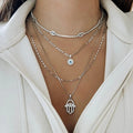 hot-selling retro exaggerated sense of design devil's eye pendant necklace fashionable multi-layer diamond-encrusted ins clavicle chain