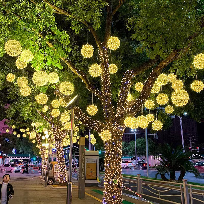 LED vine ball lamp outdoor waterproof hanging tree lanterns festival street engineering lighting luminous round ball decorative lamp