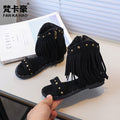 Summer rivet boots new arrivalgirl one strap roman shoes semya style tassel high slope heel kids sandals