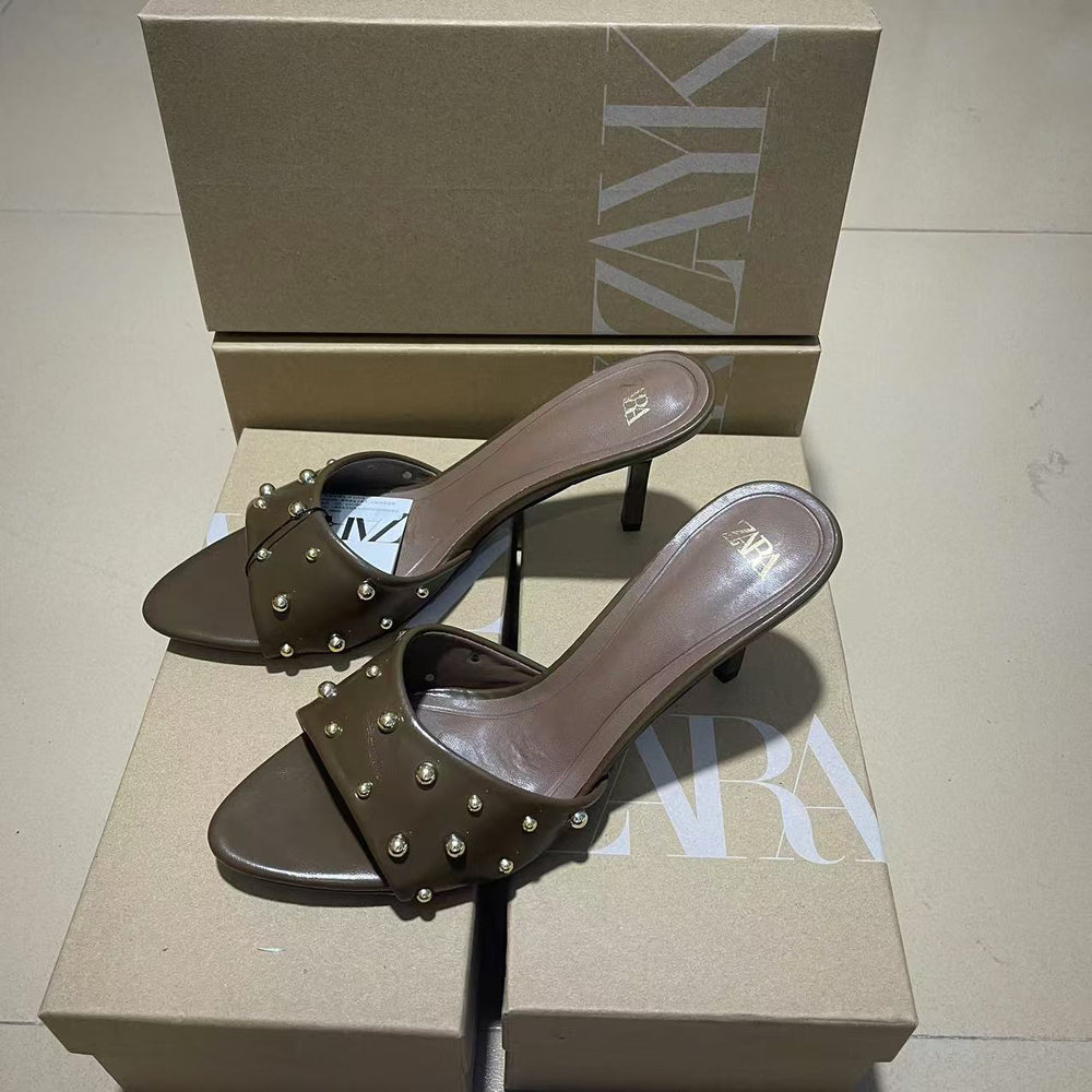 2024 summer new fashion sandals & slippers - buckled strap, single strap, women's outdoor wear, stiletto heel, square toe high heels