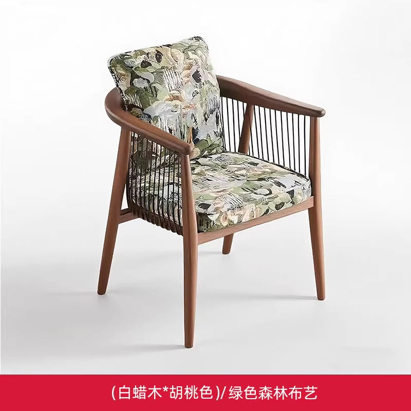 New chinoiserie restaurant violin solid wood accessible luxury dining table and chair tea room design classy armrest for home walnut master chair