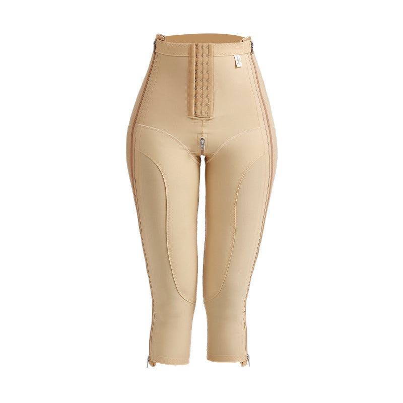 Post-liposuction thigh shaping pants, leg ring suction shaping leg pants, fully open zippers on both sides, three-quarter corset pants