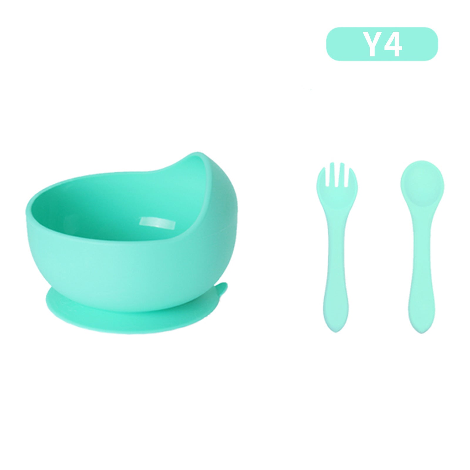 Children's tableware feeding set Baby silicone bowl Fork spoon Baby food supplement bowl Plate Food grade silicone plate