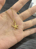 European and american titanium steel small flower ocean style shell starfish pearl necklace furnace vacuum electroplating 18k gold color retention