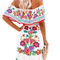 independent station new arrivalfashion spring summer one shoulder red flower printing long swing dress for women