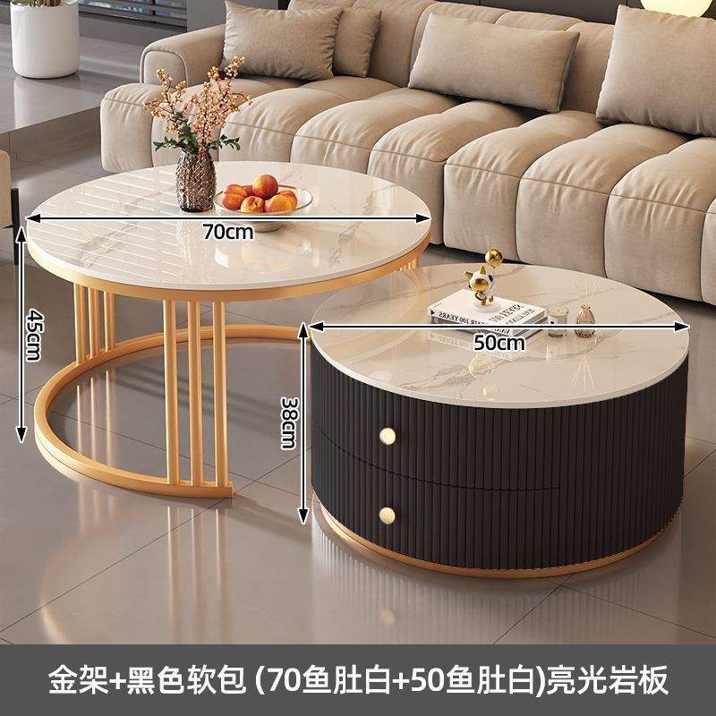 Rock slab coffee table modern casual solid wood round small apartment coffee table living room accessible luxuryfor home normcore folding marble