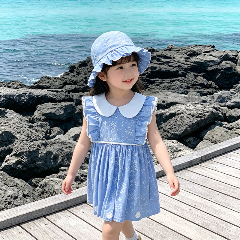 Girls' summer dresses  new style baby doll collar sleeveless princess dress chic little girl summer dress