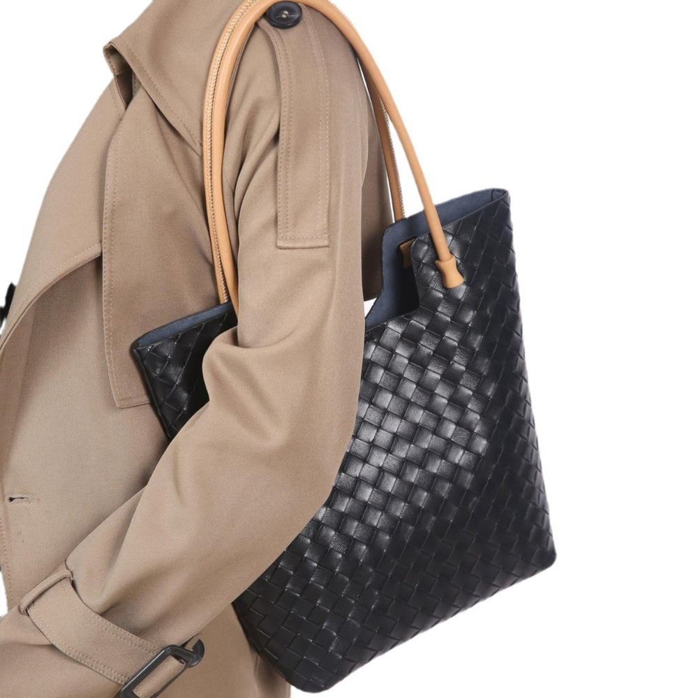 Tote bag 2024 new women's bag fashion woven large capacity minimalist cowhide shoulder handbag genuine leather bag