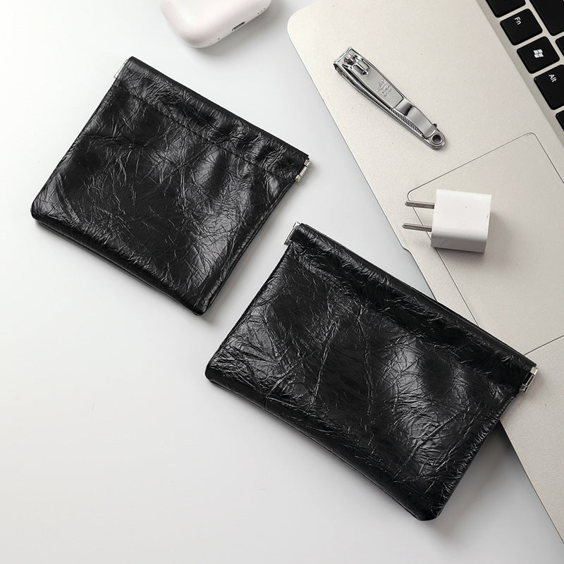 New retro shrapnel automatic tight mouth storage bag simple mini earphone bag small mouth red envelope portable change bag