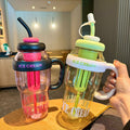 Summer's hottest selling women's high-style insulated tumbler! large capacity, portable, with straw, plastic cup, cute belly design, and handle