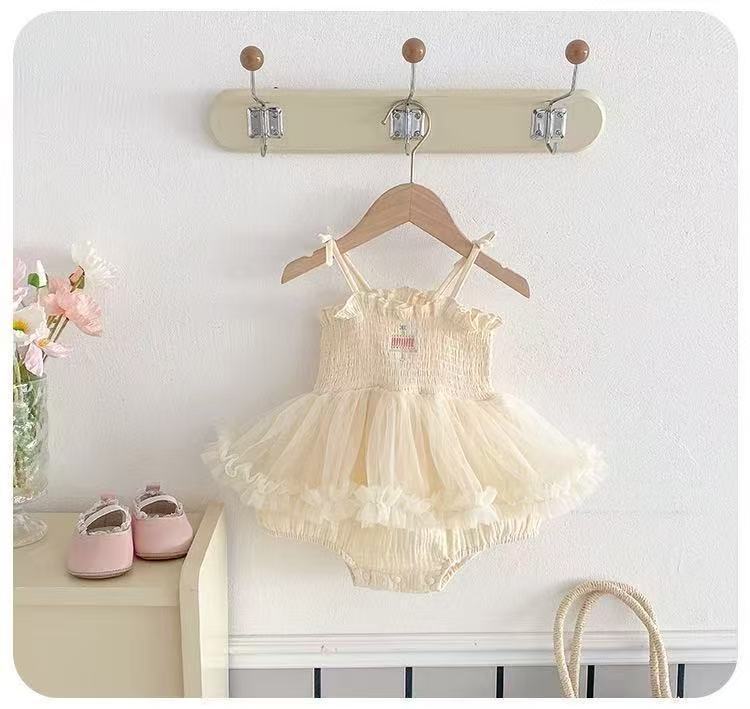 Newborn baby girl romper dress - summer lightweight princess style tutu skirt
