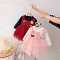 Girls' dress  new fashion korean style baby long sleeve princess dress children's mesh dress girl's formal dress