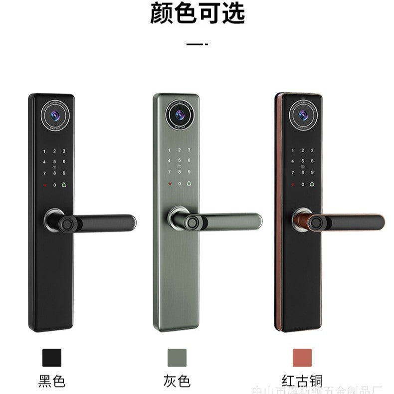 Smart lock fingerprint anti-theft door lock digital password lock cat eye capture fingerprint lock entrance door graffiti remote unlocking