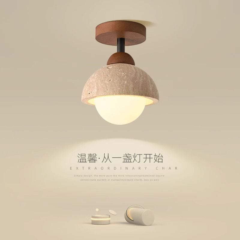 Wabi Silent Wind Balcony Light Retro Entrance Cream Wind Corridor Travertine Medieval Entrance Aisle Japanese Style Silent Ceiling Light