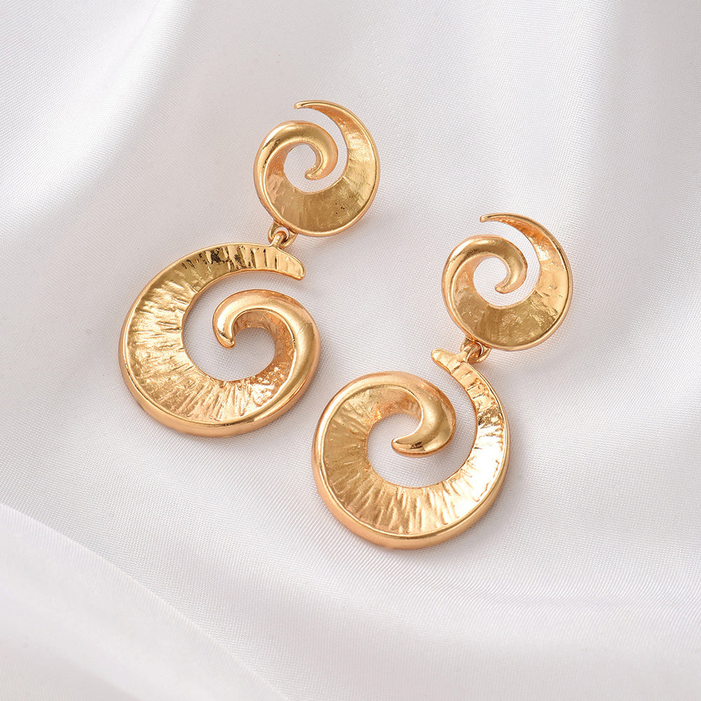 Wholesale spiral earrings: european and american style, unique, statement-making, high-end women's earrings, irregular geometric texture, gold stud earrings