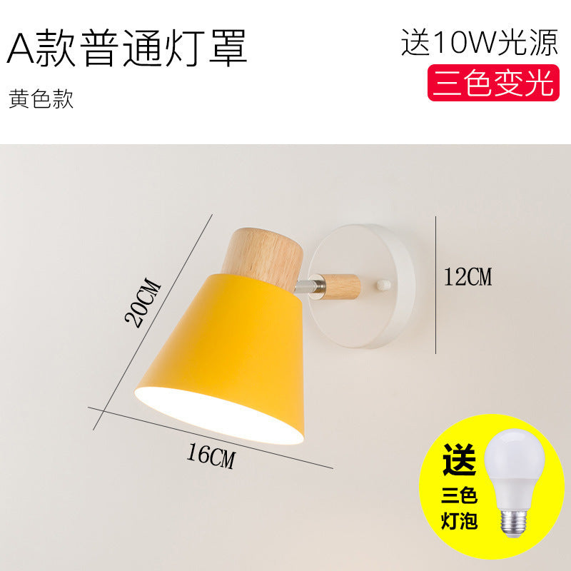 Nordic log style rotatable wall lamp white tapered soft light b&b guest room bedroom staircase casual bedside