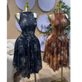 European and american women's clothing  summer new sweet and fresh printed off-the-shoulder sleeveless blouse and high-waisted midi skirt two-piece set