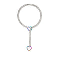 Amazon new arrivalcolorful double heart necklace punk cuban adjustable women's clavicle chain necklace necklace wholesale