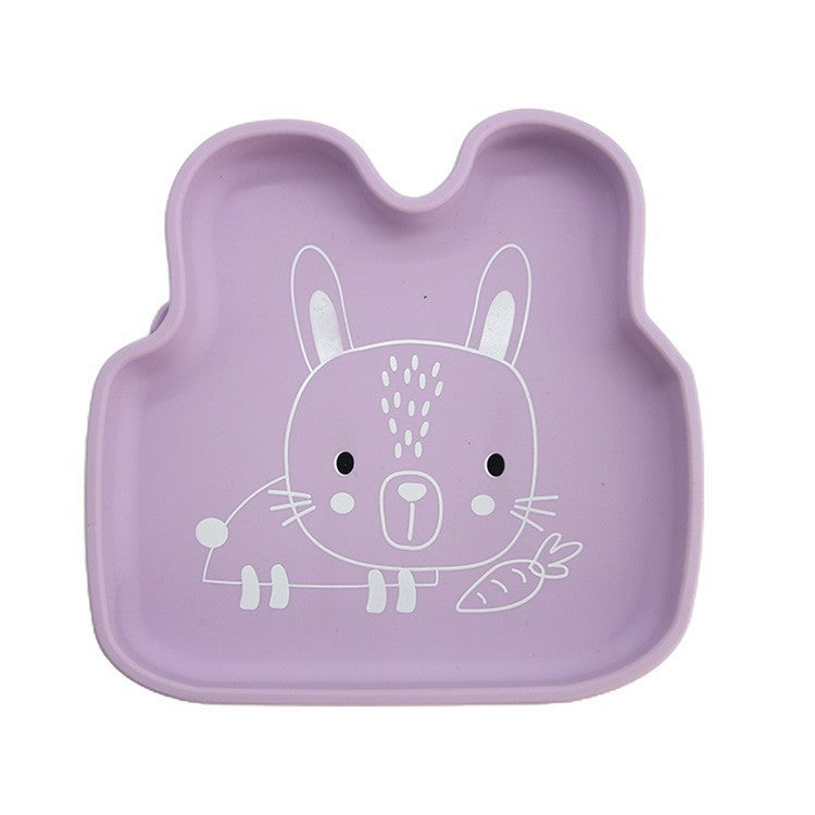 Cross-border children's silicone dinner plate baby partition plate complementary food bowl suction cup anti-drop animal shape silicone tableware