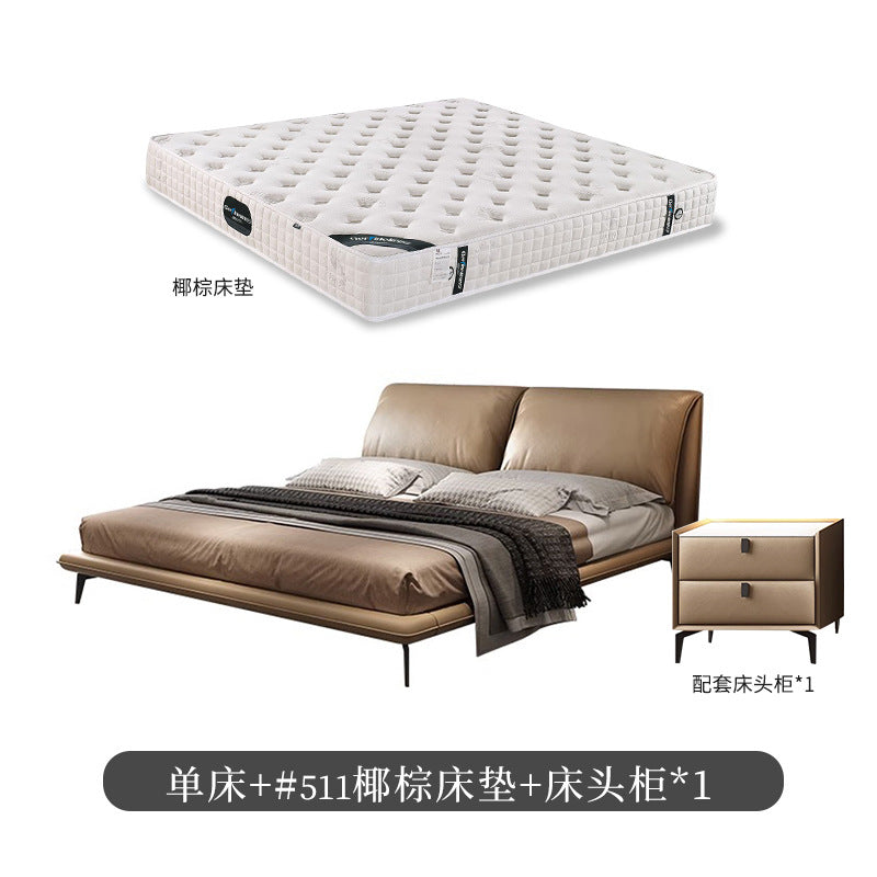Italian light luxury modern casual small elephant ear bed master bedroom fabric double bed genuine leather wedding bed soft bag bed wholesale
