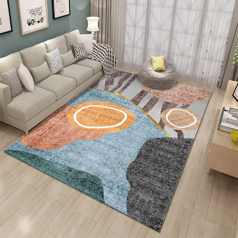 Customized cross-border drop shipping washed carpet indoor gilded abstract square floor mat printed coffee table living room bedroom floor mat