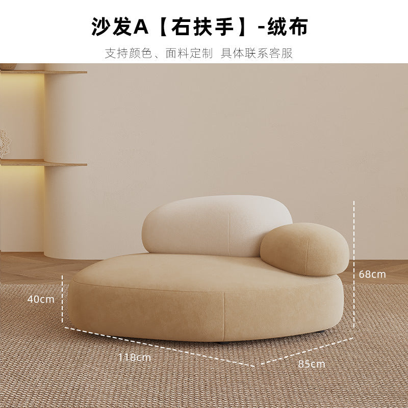 Accessible luxury seating area reception fabric sofa curved small apartment living room special shaped internet celebrity furniture designer style
