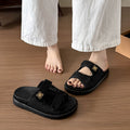 Plus size chunky platform sandals women's  summer denim outerwear velcro print beach flip-flops export