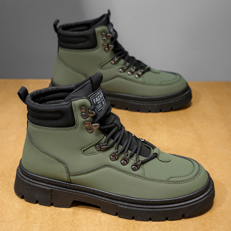 Men's martin boots: new 2025 spring collection - workwear high-top motorcycle boots, british style, waterproof, slip-resistant, soft leather men's shoes