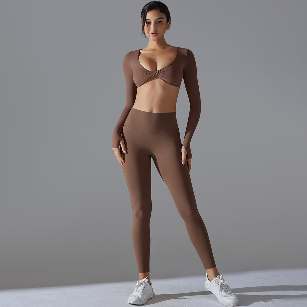 New women's seamless quick-dry yoga outfit set - high-waisted, anti-odor leggings & top for running, workout & fitness
