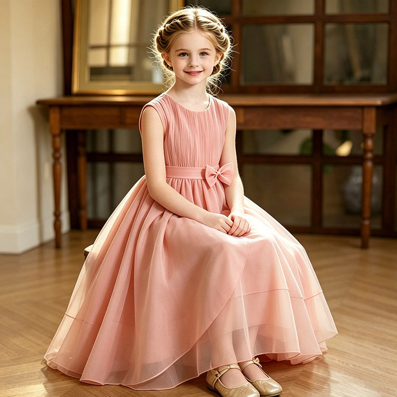 Girls' chiffon a-line dress - casual, slim-fit, perfect for everyday wear and vacation. ready-to-ship, cross-border e-commerce, children's clothing