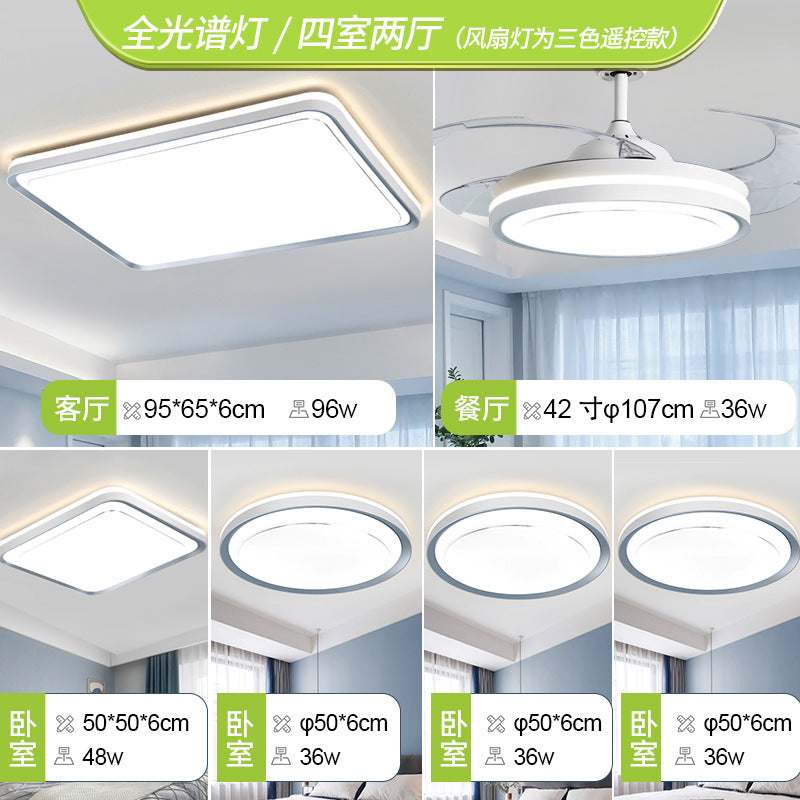 Full spectrum living room light Nordic simple three rooms and two living rooms eye protection ceiling light bedroom room light whole house lighting package