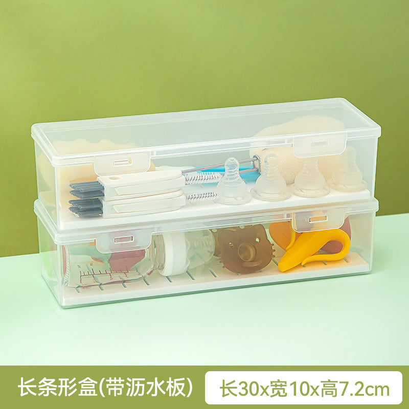Plastic bottle pacifier grid storage box with lid dustproof desktop transparent molar stick baby toothpaste storage box