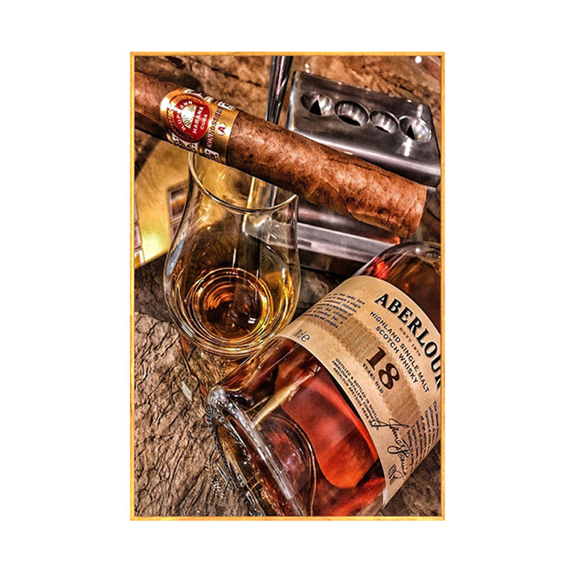 Cigar bar hanging painting American bar high-end club nightclub box wall decoration painting whiskey tobacco and alcohol shop mural