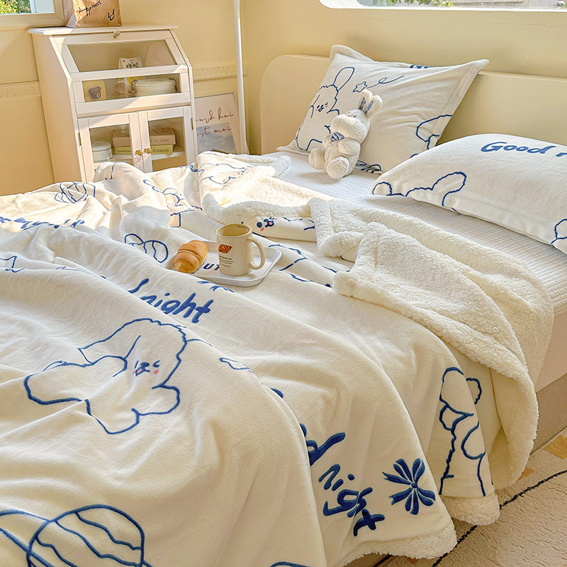 Winter Flannel Blanket Thickened Warm Lamb Fleece Blanket Office Nap Coral Fleece Blanket Milk Fleece Blanket