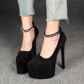 Exquisite one-word buckle t-stage catwalk style thick sole2025 summer new arrival women's shoes waterproof platform flats18cm high heels