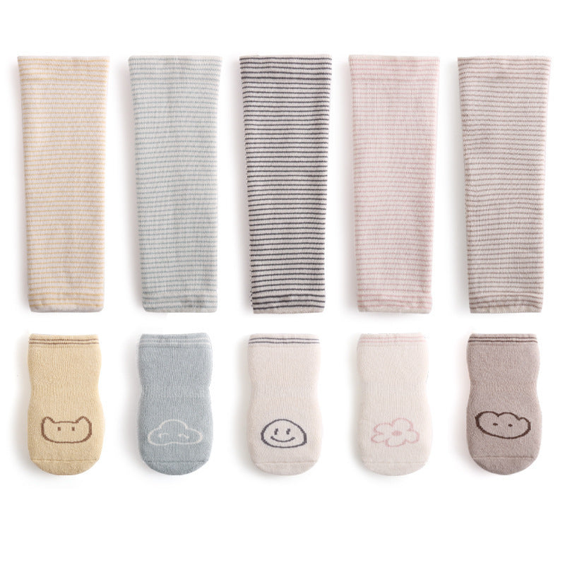Babibele autumn/winter collection: premium baby knee-high socks set - fleece-lined, extra thick, anti-slip terry socks with grip