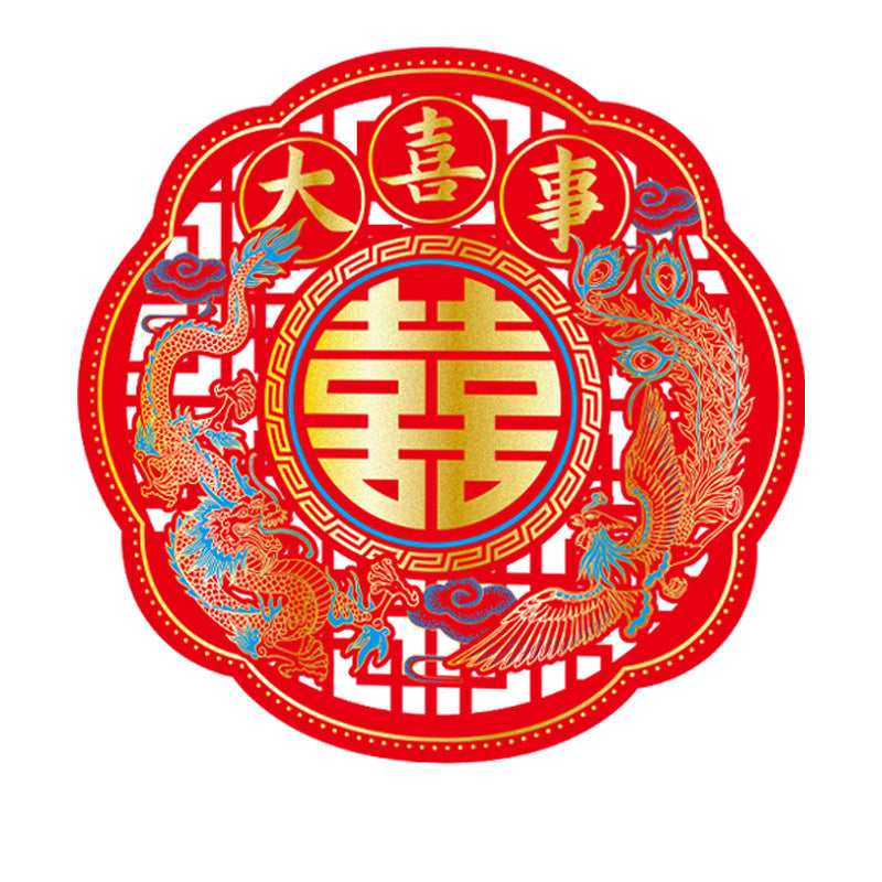 Double-sided bronzing wedding glass door window grilles electrostatic sticker arrangement decorative wedding car window glass window no glue sticker