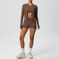 New arrival: solid color, barely-there feel, brushed long-sleeve outerwear, slim-fit three-piece activewear set for running, fitness, and yoga
