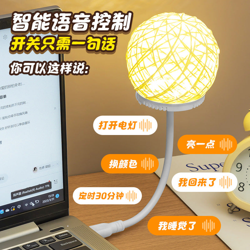 Smart voice-activated night light, usb bedside lamp, sound control light, home/dorm room night light, creative wake-up light