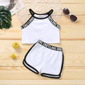 European and american kids' cross-border ins style girls'  summer activewear tank top and shorts set - trendy casual outfit