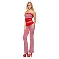 hot-selling women's clothing: sexy, slim-fit, casual striped print two-piece set with color-blocked tube top
