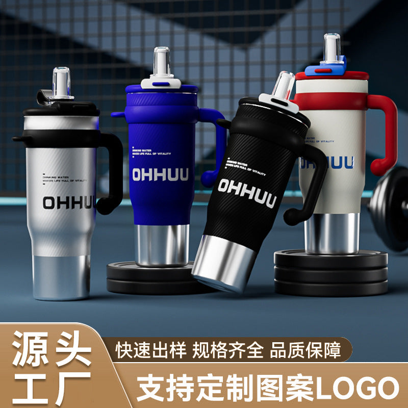 New arrival big mac large capacity ice cup thermal insulation cup car handle cup cold insulation high appearance straw water cup