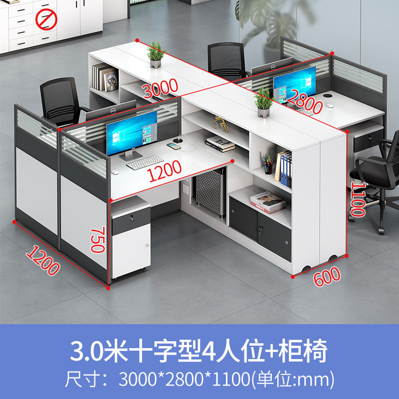 Office desk and chair set for staff, financial employees, and workstations - 2/4 seater facing desk office table