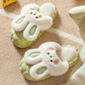 Women's cloud slippers - new 2023 autumn/winter indoor home cute plush rabbit warm cotton slippers