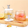 Dropshipping & free shipping: trendy bear glass cup with lid and handle - instagrammable, high-style, cute home water cup